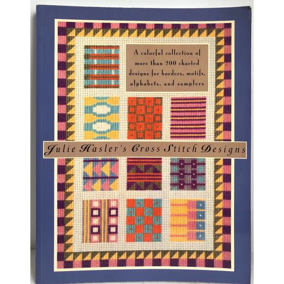 Vtg 1994 Julie Hasler’s Cross Stitch Designs Book of Borders Motifs Samplers - Picture 1 of 9